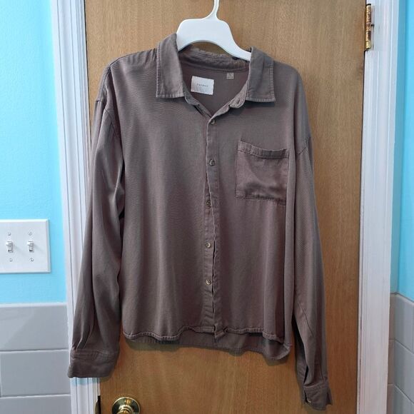 PacSun Casual Button Down Shirt - Brown  Mens L - Picture 1 of 3